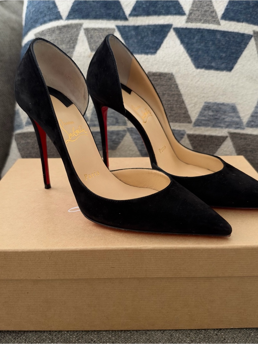 Christian Louboutin Black Suede Pumps with Red Soles Size 38